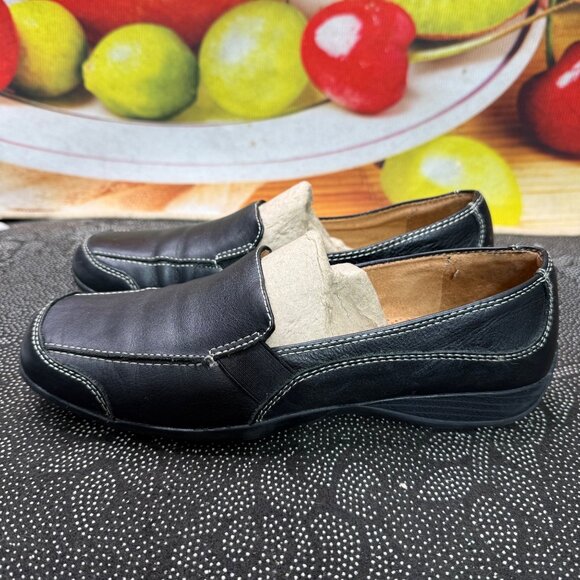 Natural Soul By Naturalizer Womens Black Leather Loafers Size 9 Medium - Picture 1 of 9